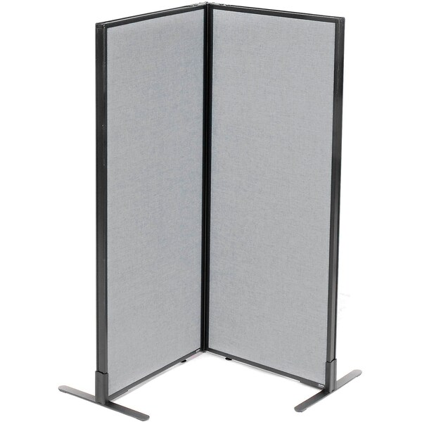 Interion By Global Industrial Interion Freestanding 2-Panel Corner Room Divider, 24-1/4inW x 60inH Panels, Gray 695062GY - main